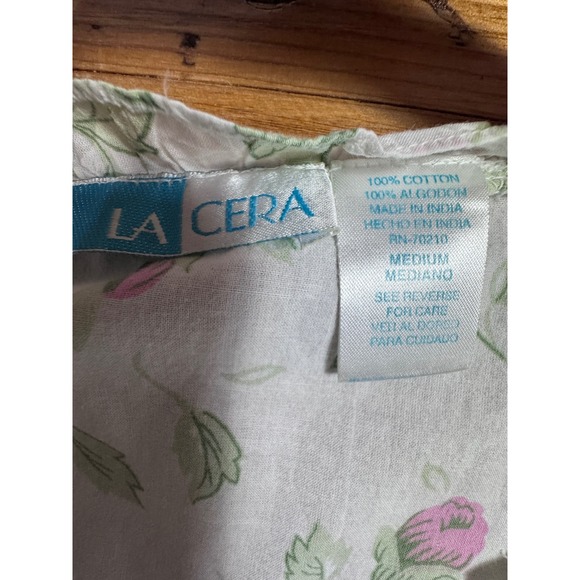 La Cera Cotton Floral Nightgown Robe Set Med White Cottagecore Prairie Pintuck - Picture 6 of 13